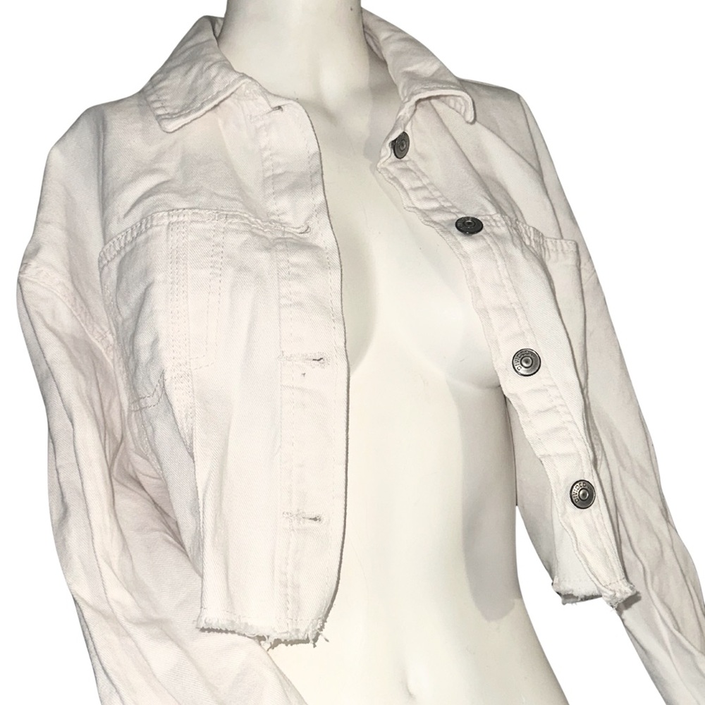 nwot H&M Off-White , Ivory Cropped Denim Jacket (S)